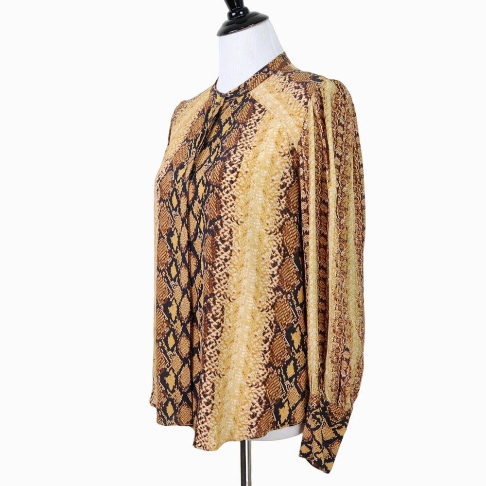 Joie Size S Talin Snakeskin Print Button Down Blouse Fading Sun Tan
